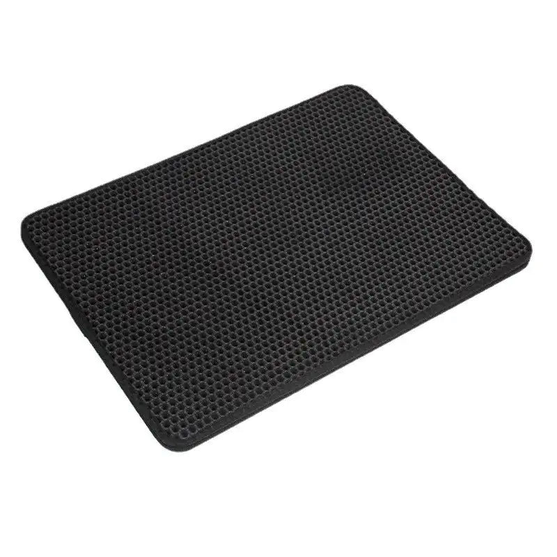 Black textured mat on a white background